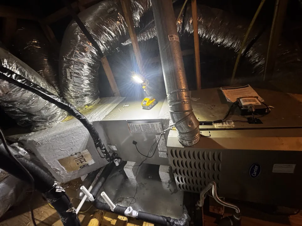 Completed HVAC installation in attic